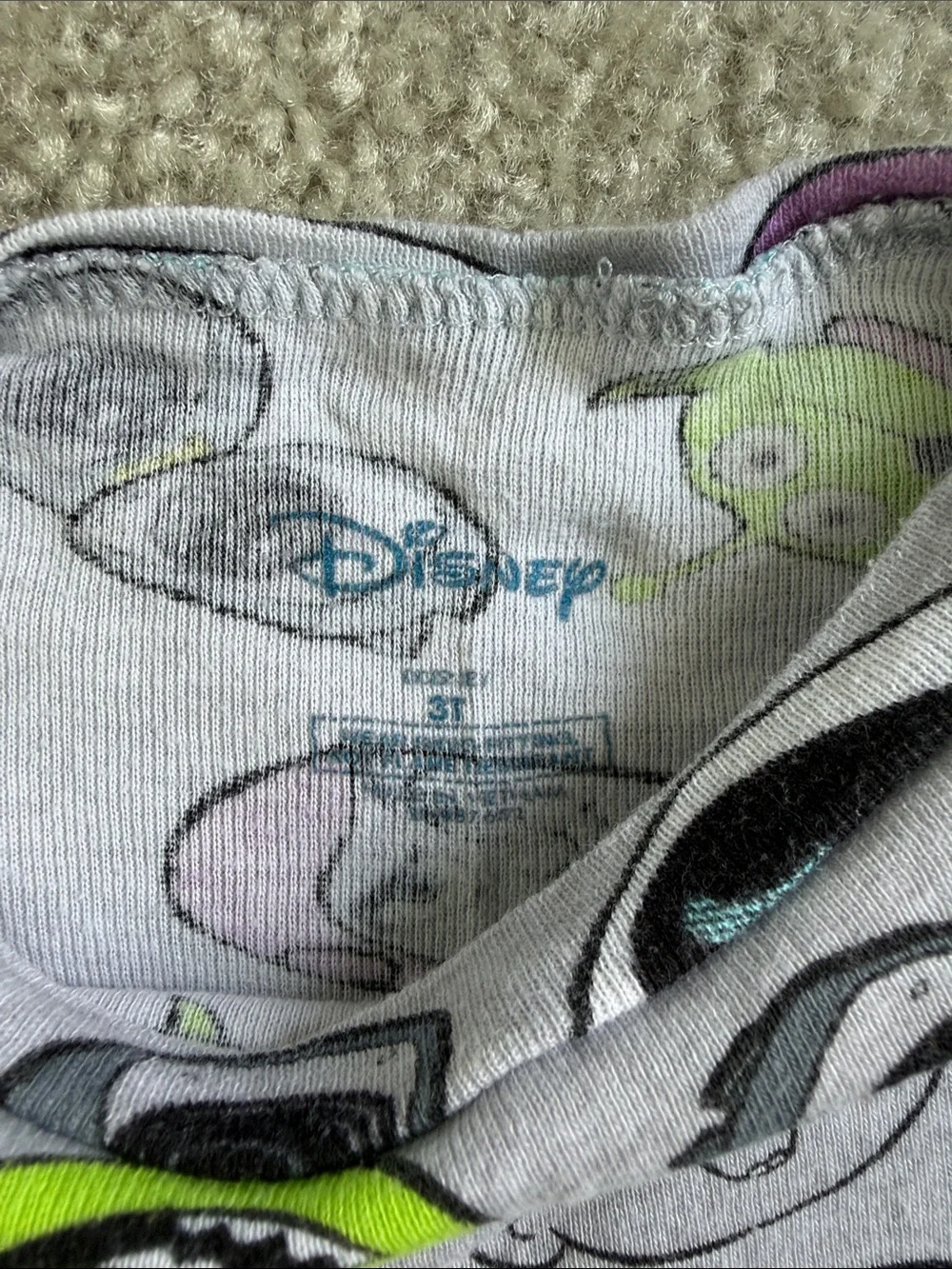 Disney Gray Alien & Space Character Kids Pajama Set in Green, Blue, Purple